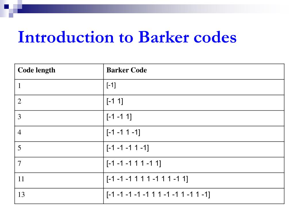 PPT Multiplicative Mismatched Filters for Barker Codes PowerPoint