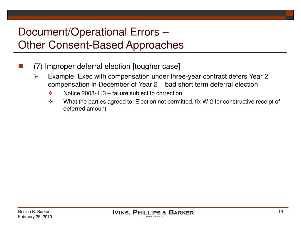 PPT 409A Failures Correcting Outside of The IRS’s Formal Correction