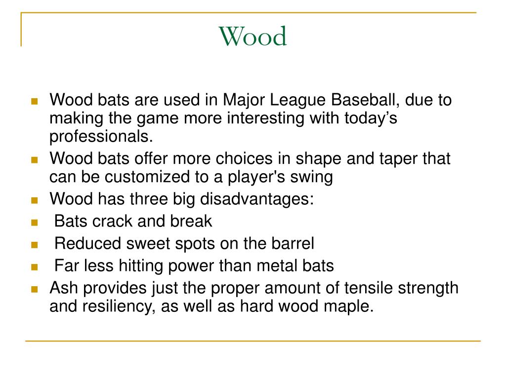 PPT Baseball Bats Aluminum Vs. Wood PowerPoint Presentation, free download ID208880