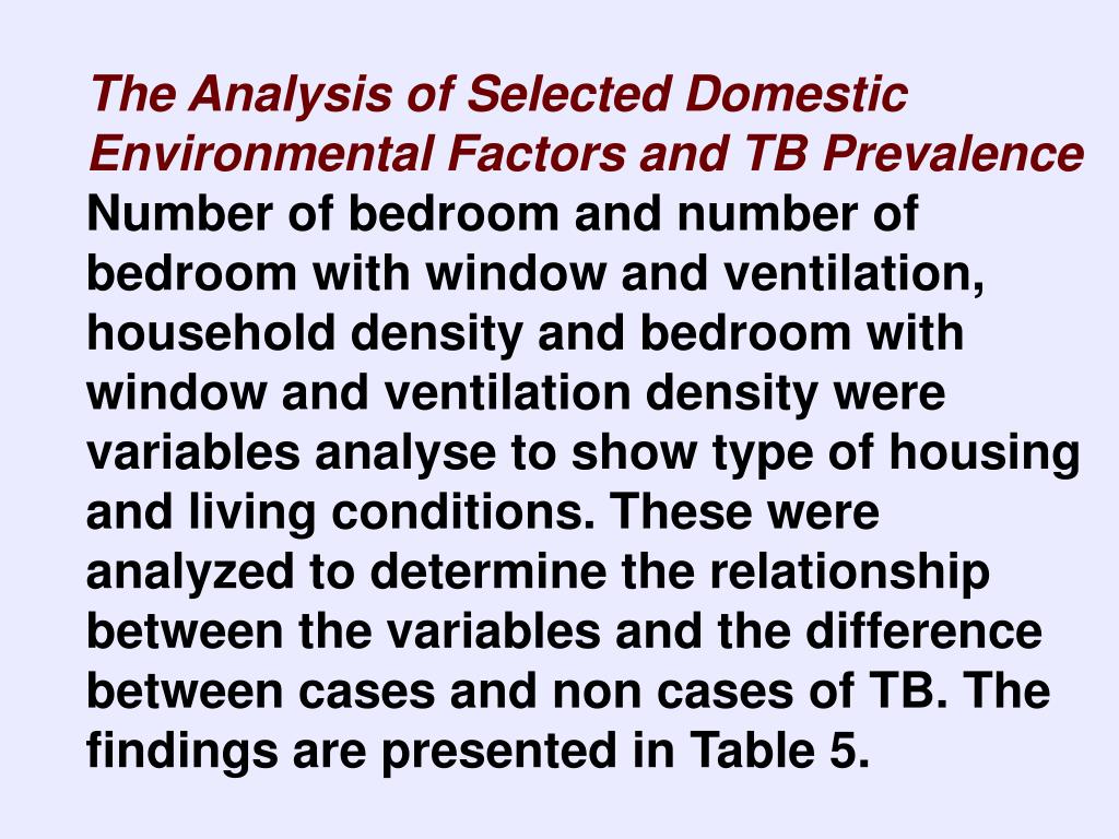 PPT DOMESTIC ENVIRONMENT AND SOCIOECONOMIC FACTORS OF TUBERCULOSIS