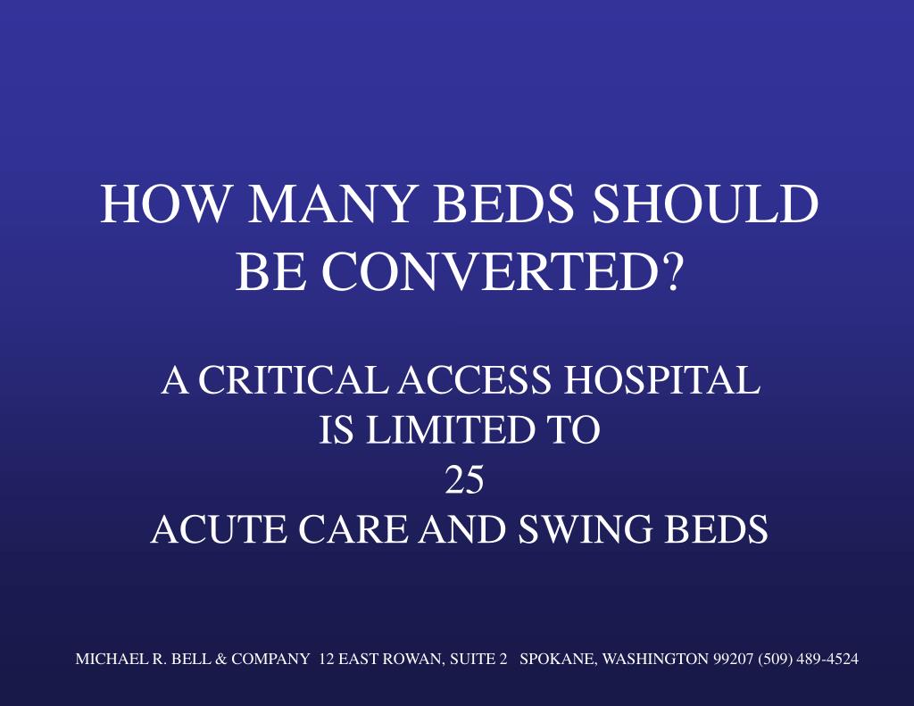 PPT REIMBURSEMENT ISSUES RELATED TO SWING BED CONVERSIONS PowerPoint