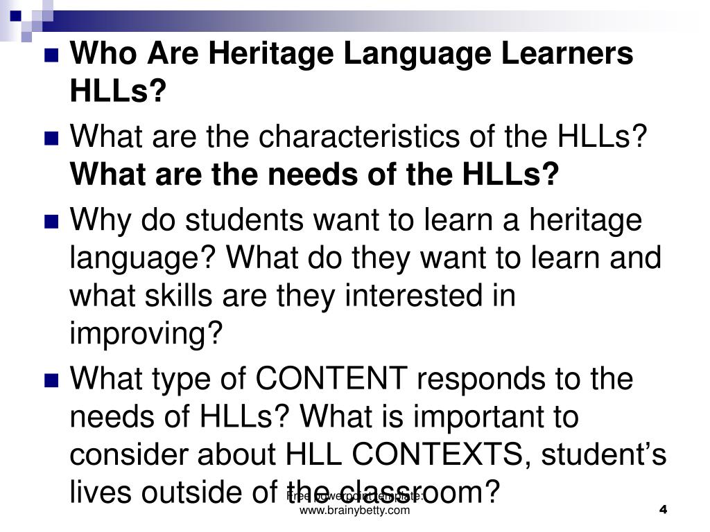 PPT Heritage Language Learners PowerPoint Presentation, free download