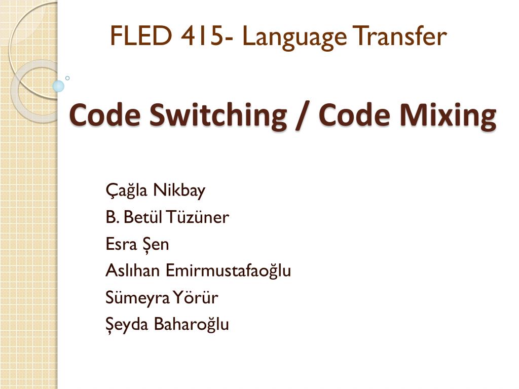 code switching linguistics examples