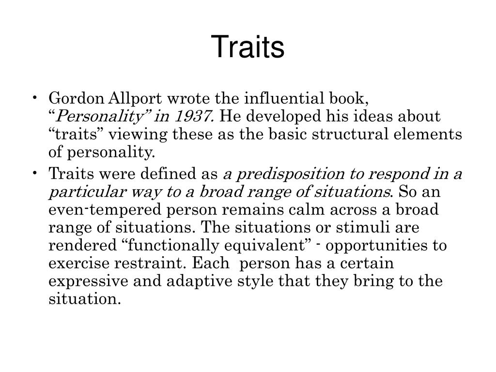 PPT Trait Theory and the Big Five PowerPoint Presentation, free