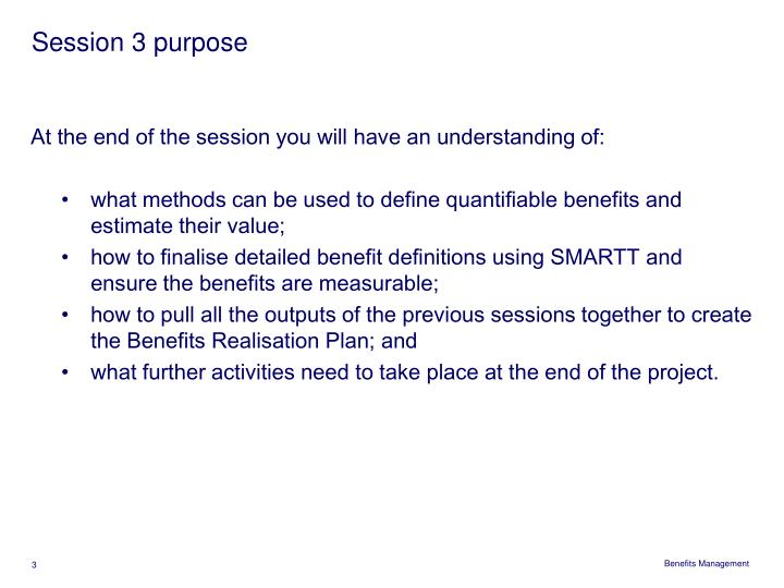 PPT Session 3 Benefits Definition and Measurement