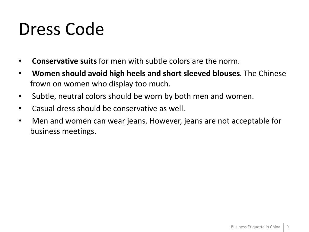 PPT Business Etiquette in China PowerPoint Presentation ID226358