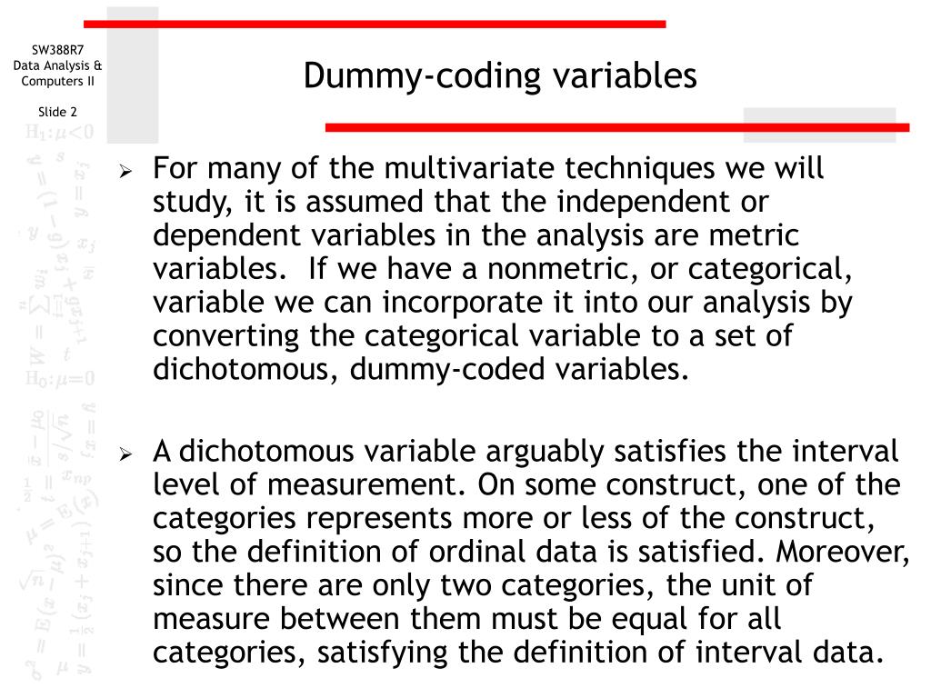 PPT Incorporating Nonmetric Data with Dummy Variables PowerPoint