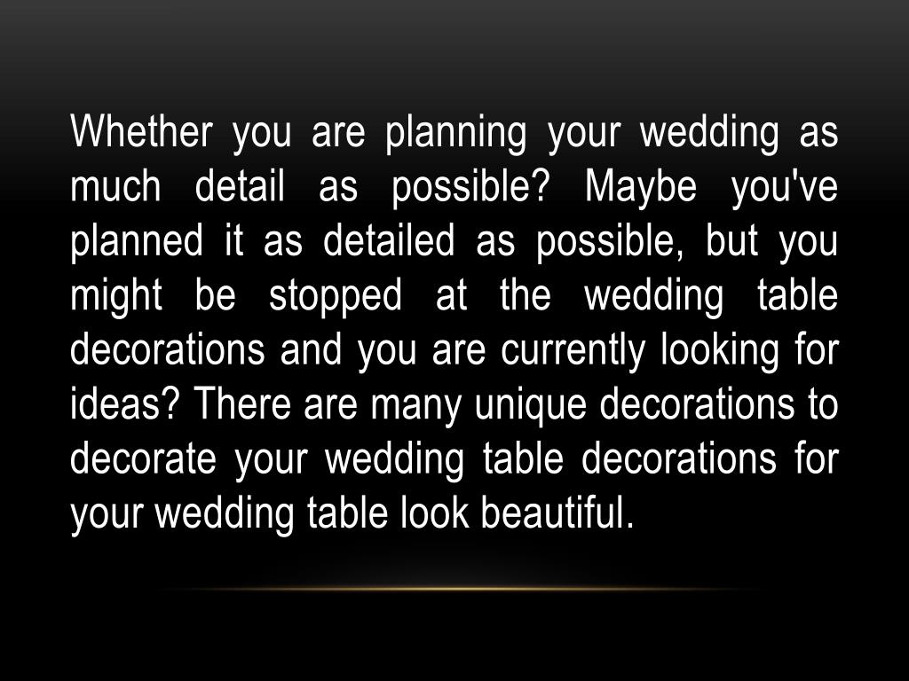 PPT How to Make Wedding Table Decorations Unique PowerPoint