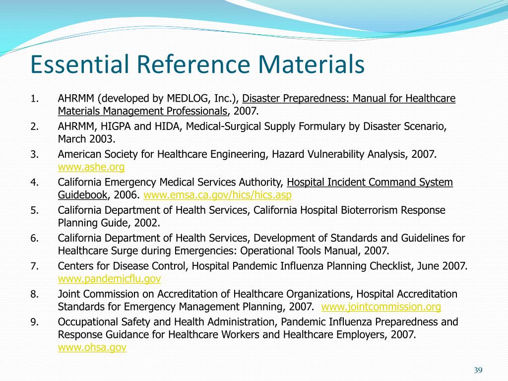 PPT Emergency/Disaster Planning For The Hospital Supply Chain