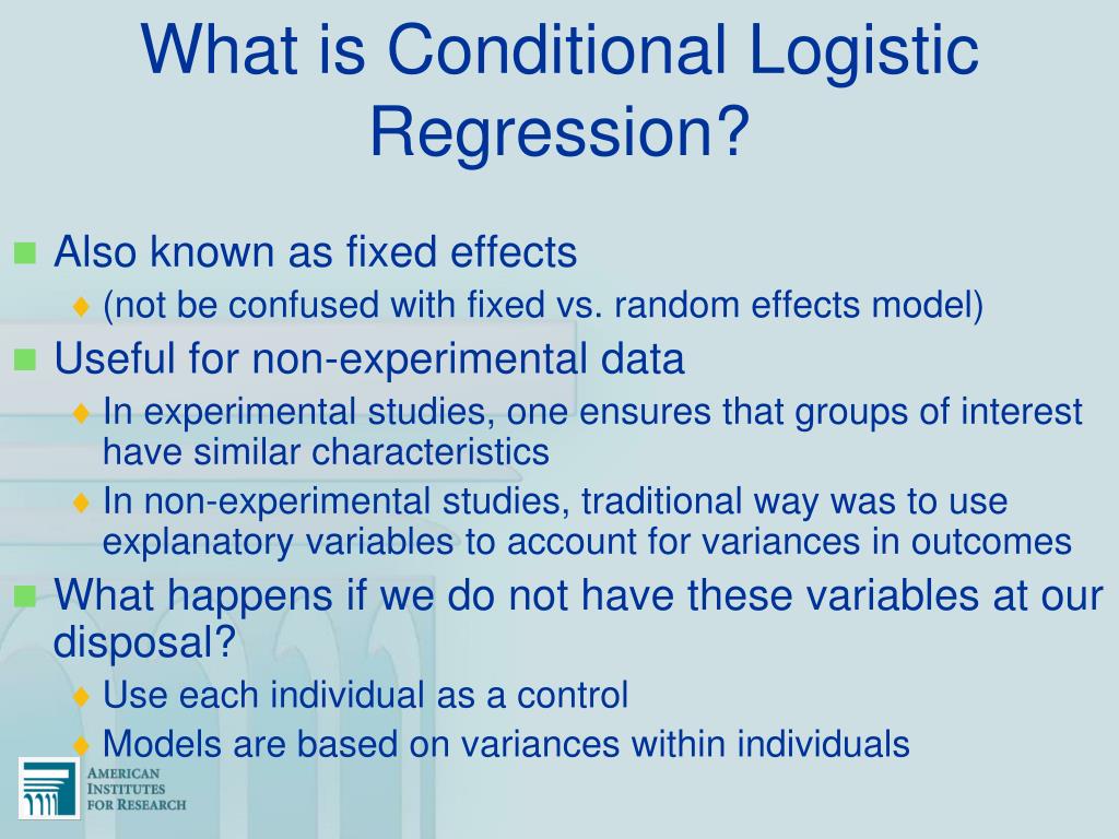 PPT Overview of Conditional Logistic Regression PowerPoint