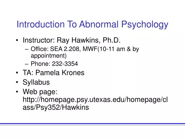 PPT Introduction To Abnormal Psychology PowerPoint Presentation ID