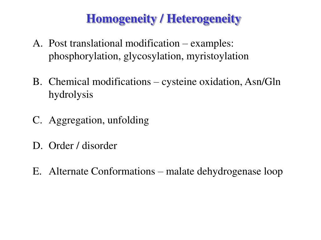 PPT Class overheads for Protein Homogeneity, CHEM 645 PowerPoint