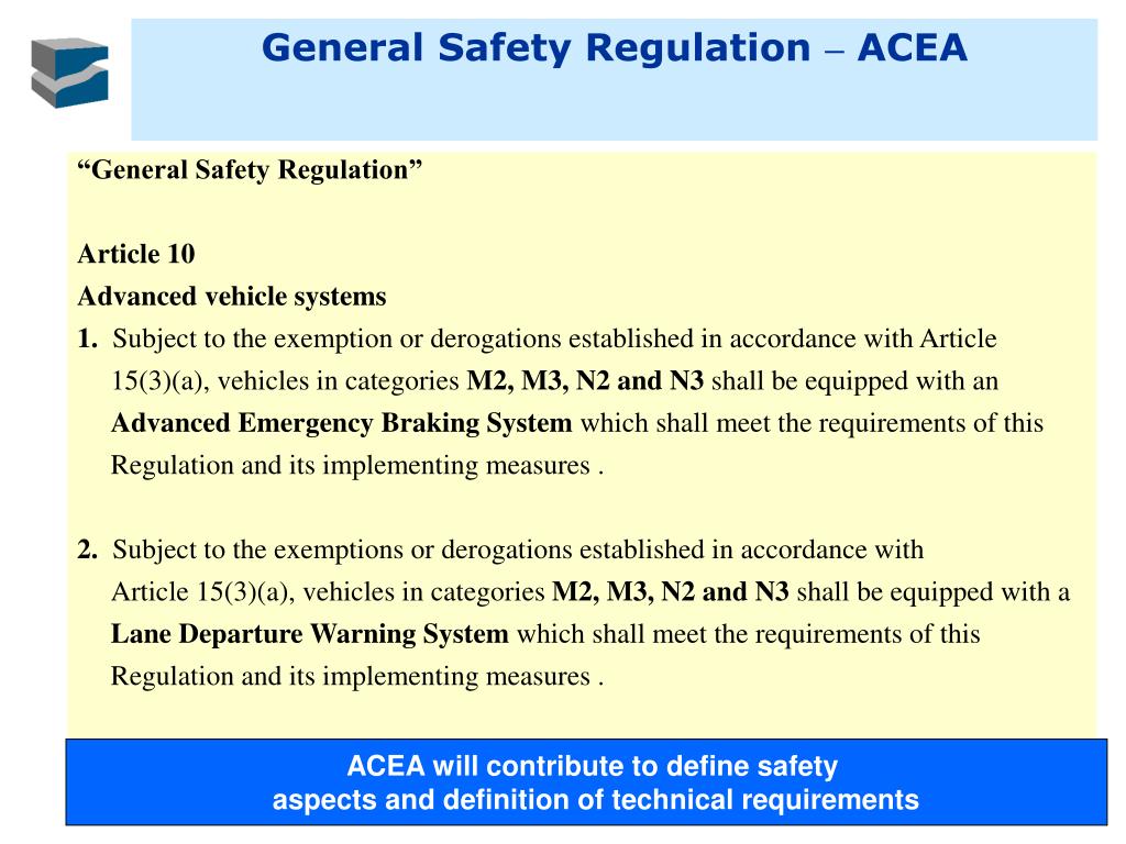 PPT General Safety Regulation ACEA discussion paper PowerPoint