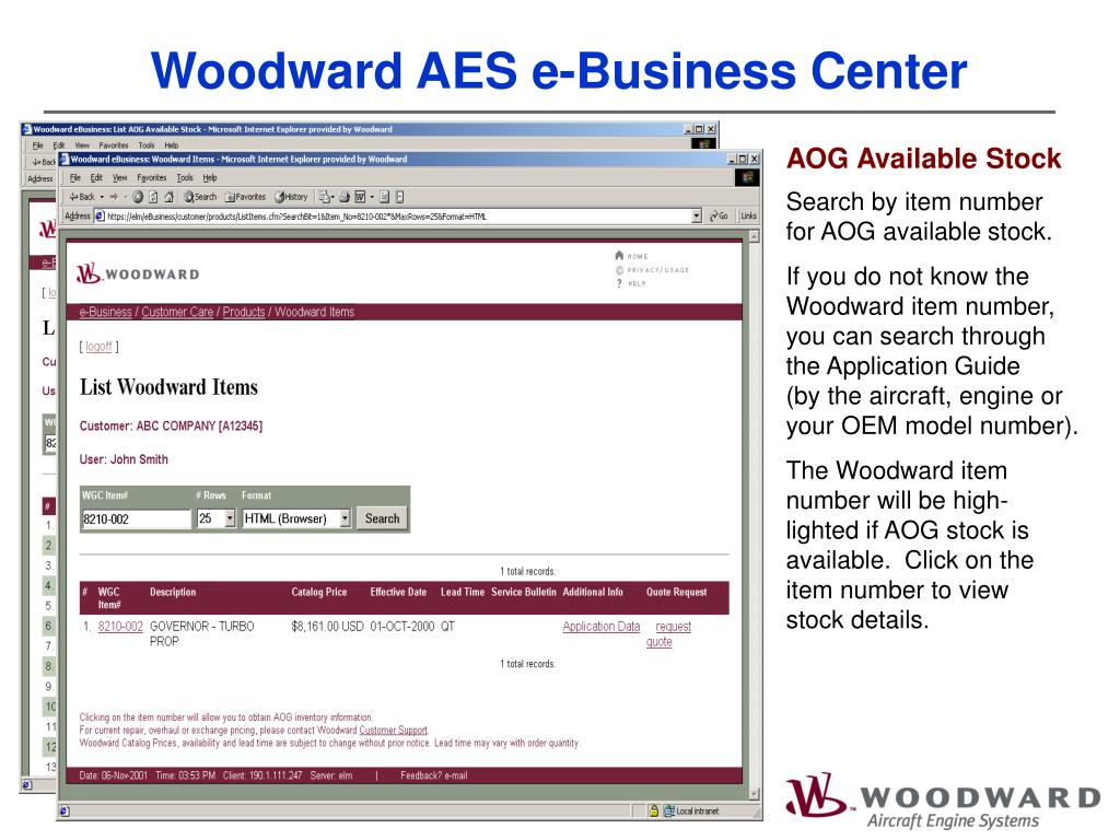 PPT Woodward eBusiness Center PowerPoint Presentation, free download