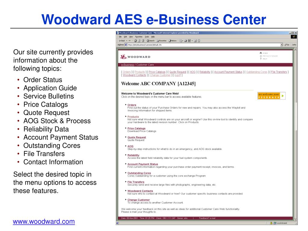 PPT Woodward eBusiness Center PowerPoint Presentation, free download