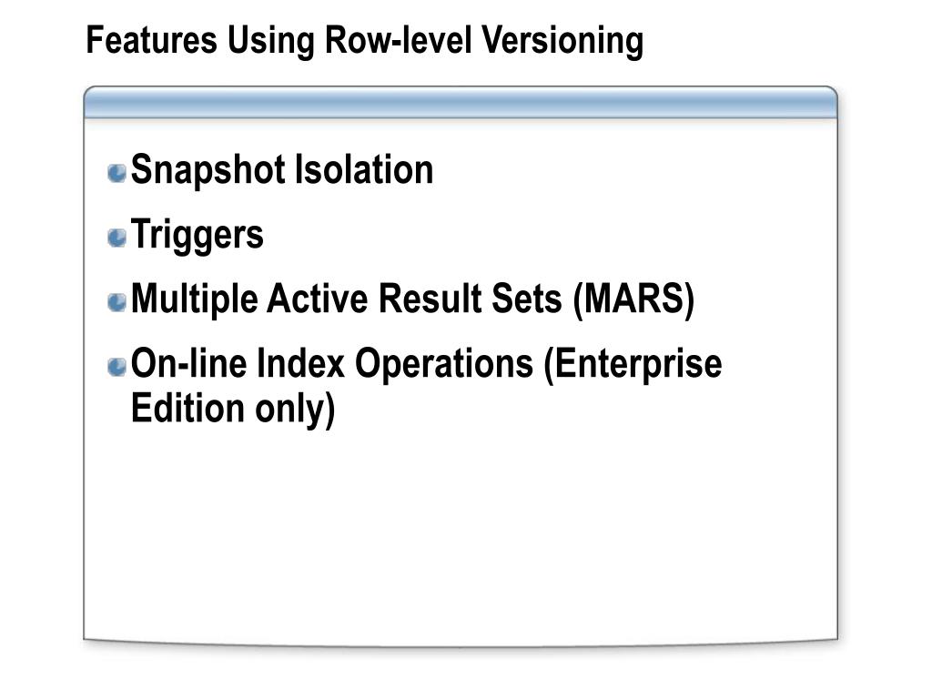 PPT Rowlevel Versioning in SQL Server 2005 PowerPoint Presentation