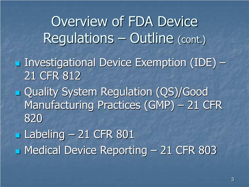 PPT Overview of FDA Device Regulations PowerPoint Presentation, free