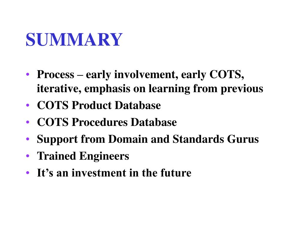 PPT Definition of a COTS Integration Process PowerPoint Presentation