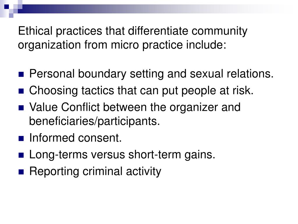 PPT Ethical Issues in Community Practice PowerPoint Presentation