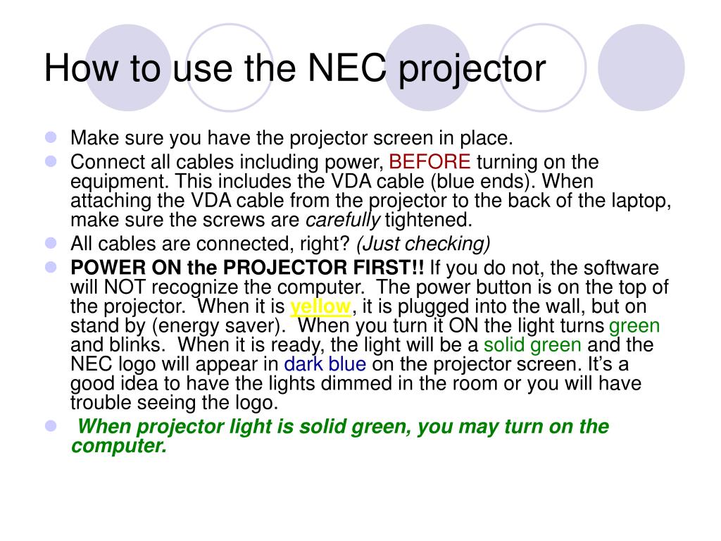 PPT How to use the NEC projector PowerPoint Presentation, free