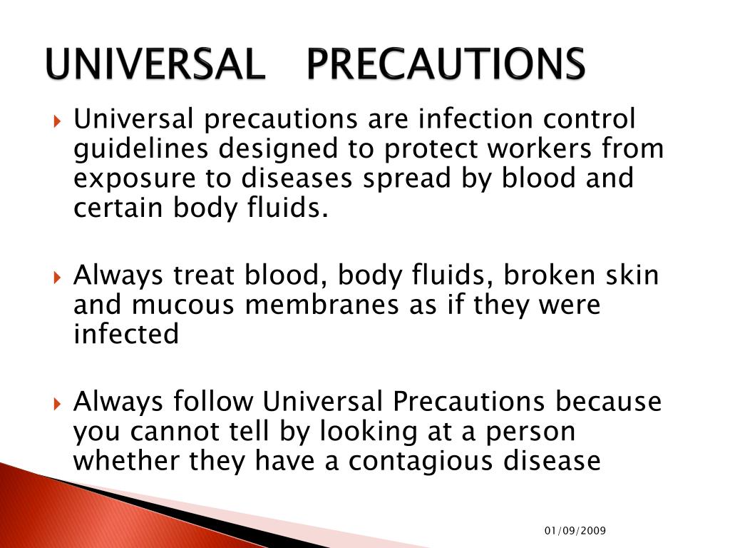 PPT INFECTION CONTROL UNIVERSAL PRECATIONS PowerPoint Presentation