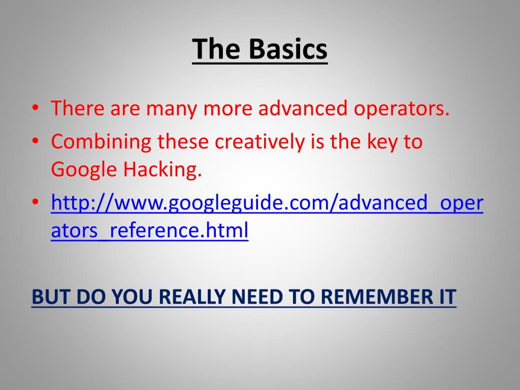 PPT Google and Beyond Advanced Search Engine Hacking and WebBased