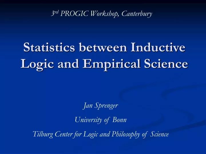 PPT Statistics between Inductive Logic and Empirical Science
