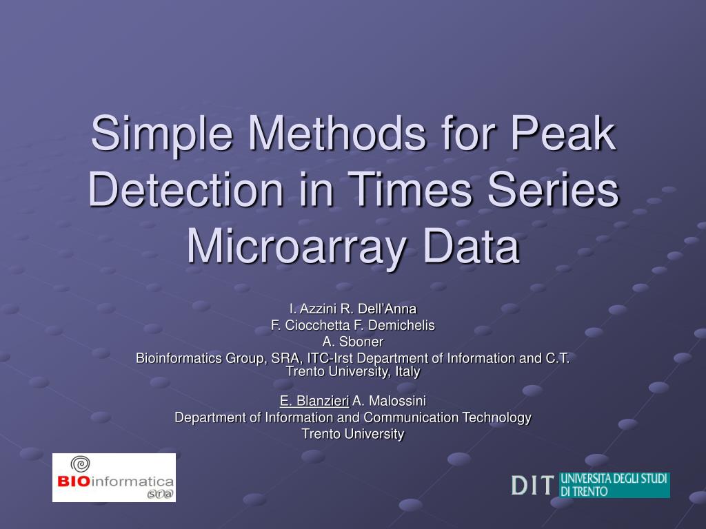 PPT Simple Methods for Peak Detection in Times Series Microarray Data
