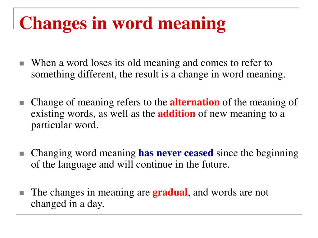 PPT English Lexicology Changes in word meaning