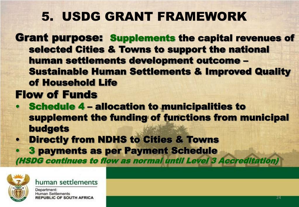 PPT Urban Settlements Development Grant USDG Policy Framework 6 April 2011 PowerPoint