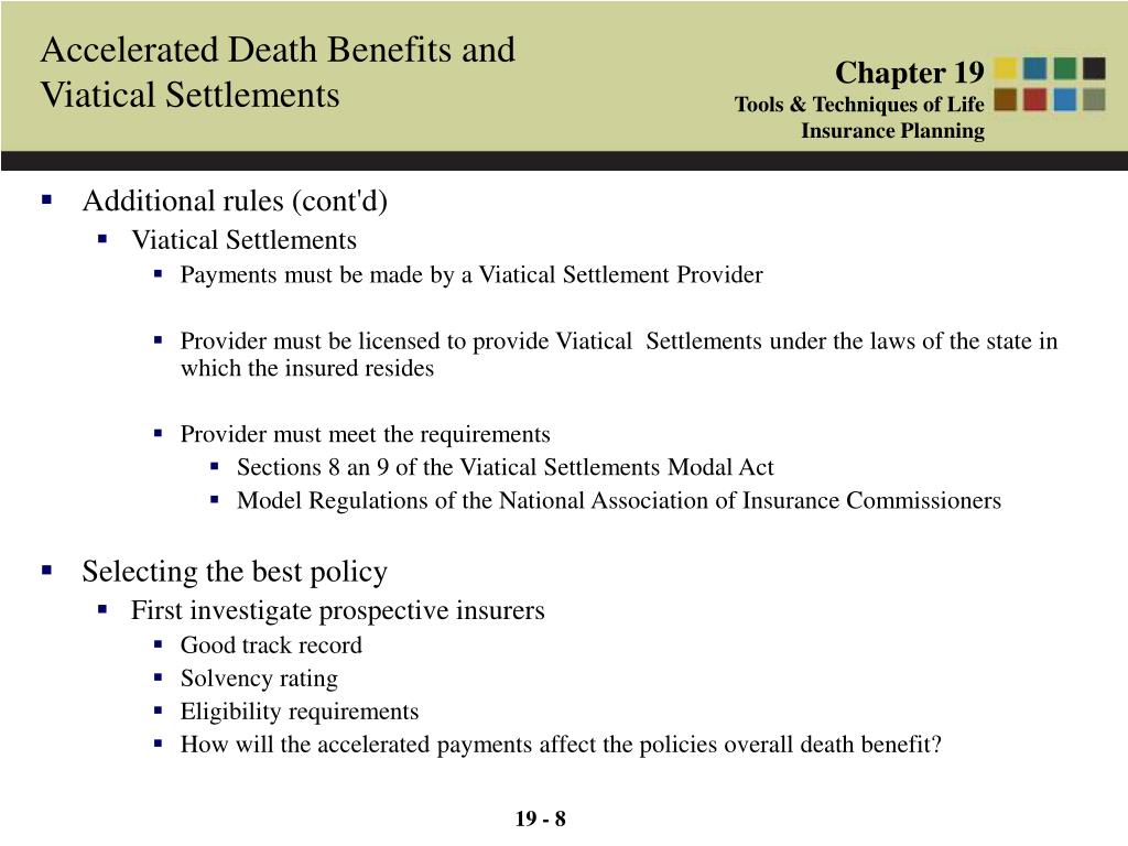 PPT 19 1 Accelerated Death Benefits and Viatical Settlements