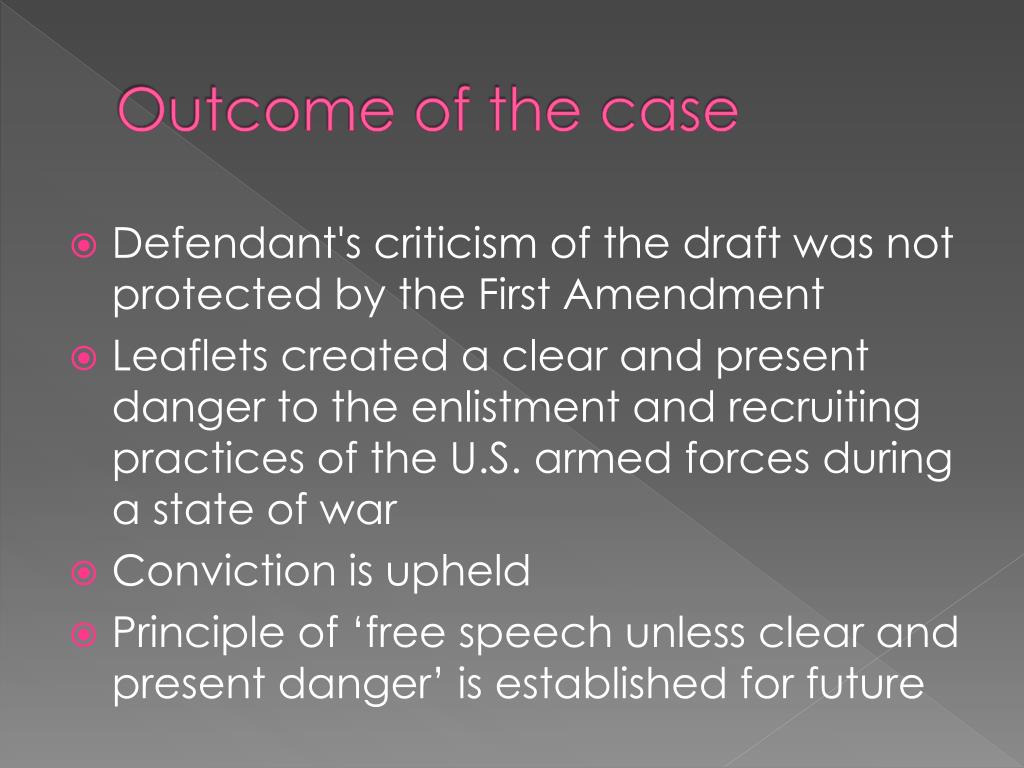 PPT Schenck v. United States , 249 U.S. 47 (1919) PowerPoint