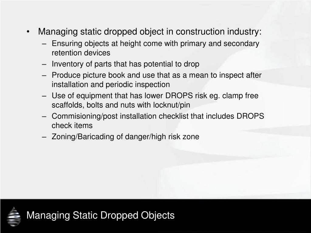 PPT Applying DROPS approach to preventing dropped object incidents In
