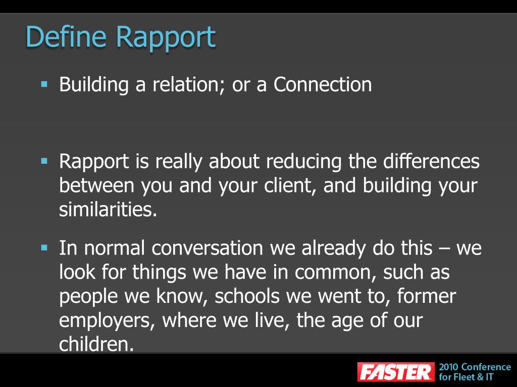 PPT The Art of Building Trust & Rapport PowerPoint