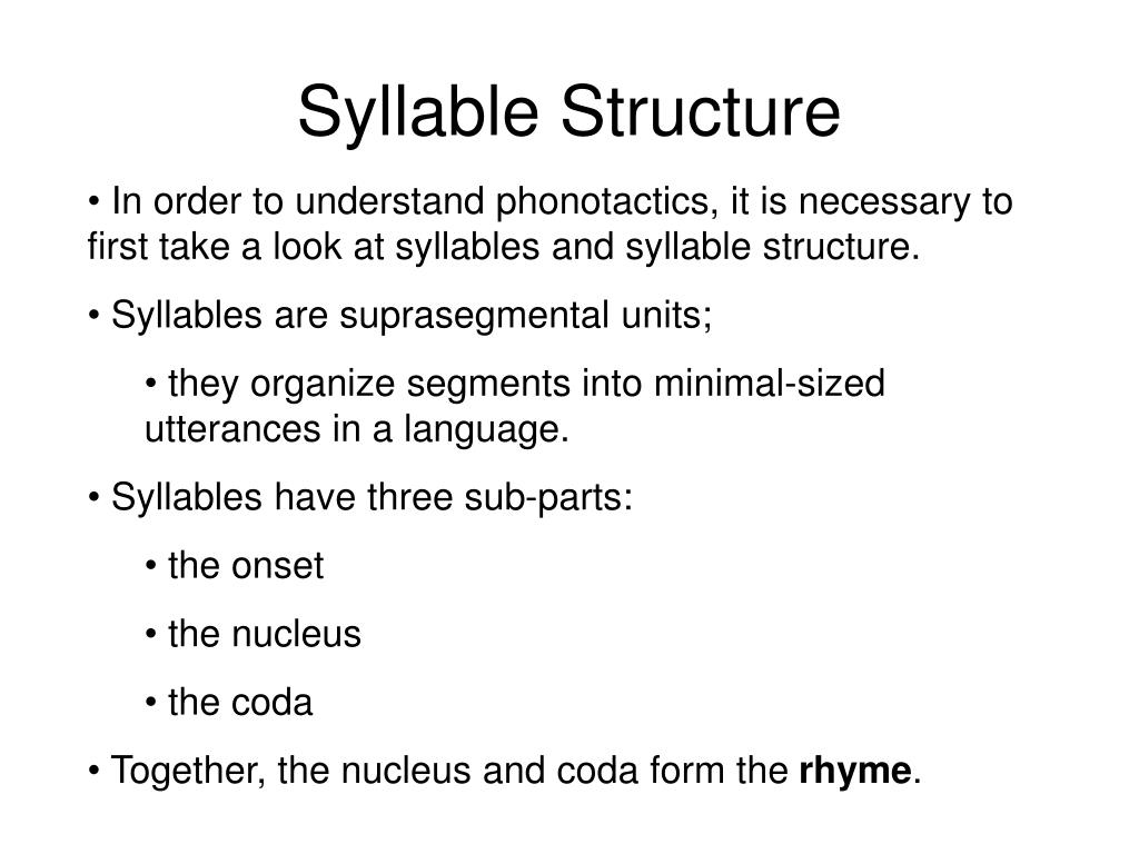 PPT Phonology, Part V Rules + Syllable Structure PowerPoint