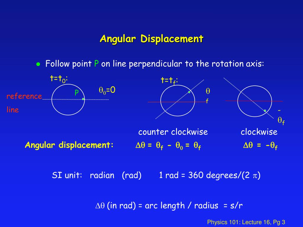 PPT Physics 101 Lecture 16 Rotational Kinematics PowerPoint