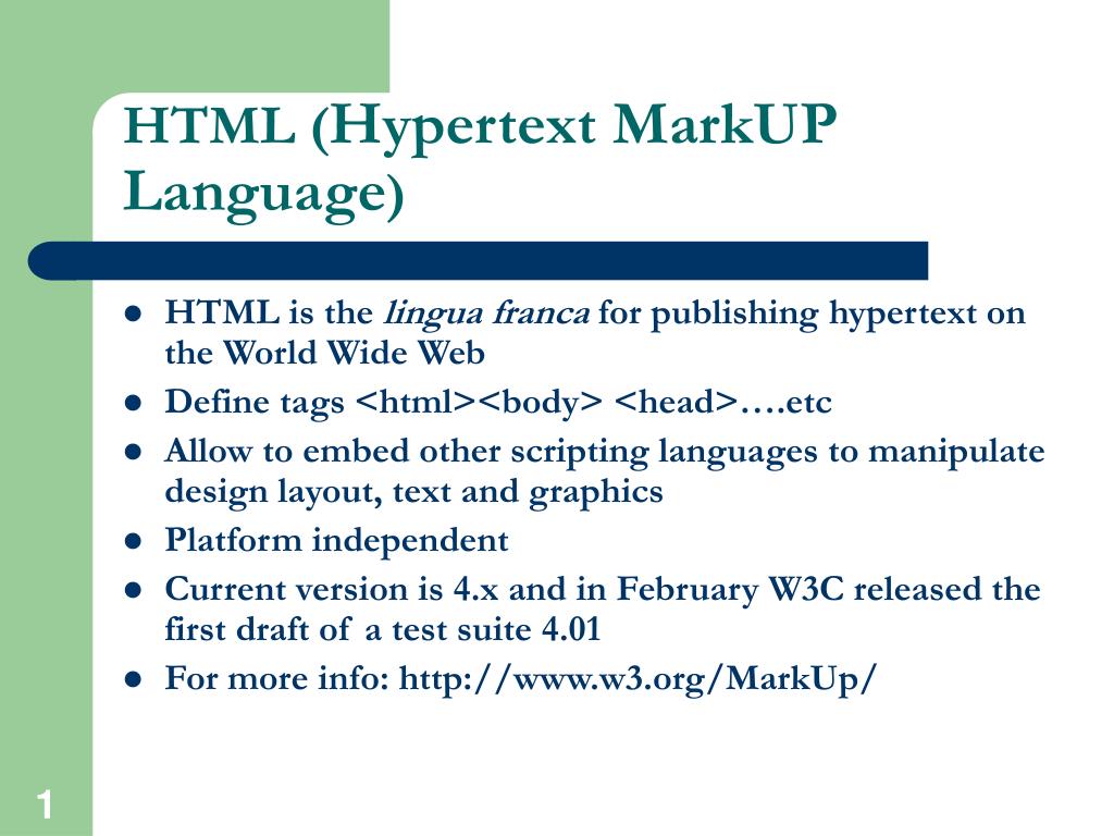 PPT HTML ( Hypertext MarkUP Language ) PowerPoint Presentation, free