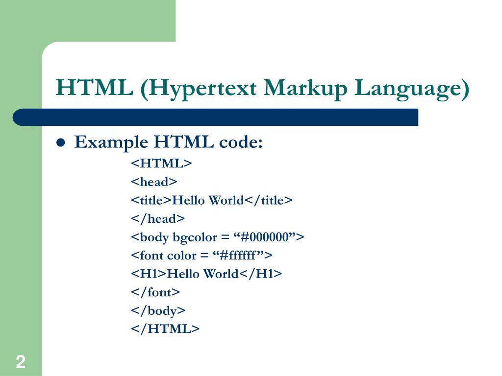 PPT HTML ( Hypertext MarkUP Language ) PowerPoint Presentation, free