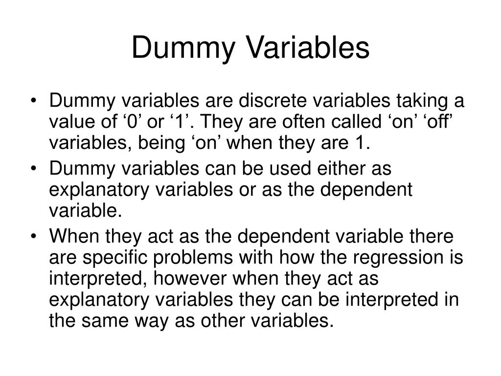 PPT Dummy Variables PowerPoint Presentation, free download ID279643