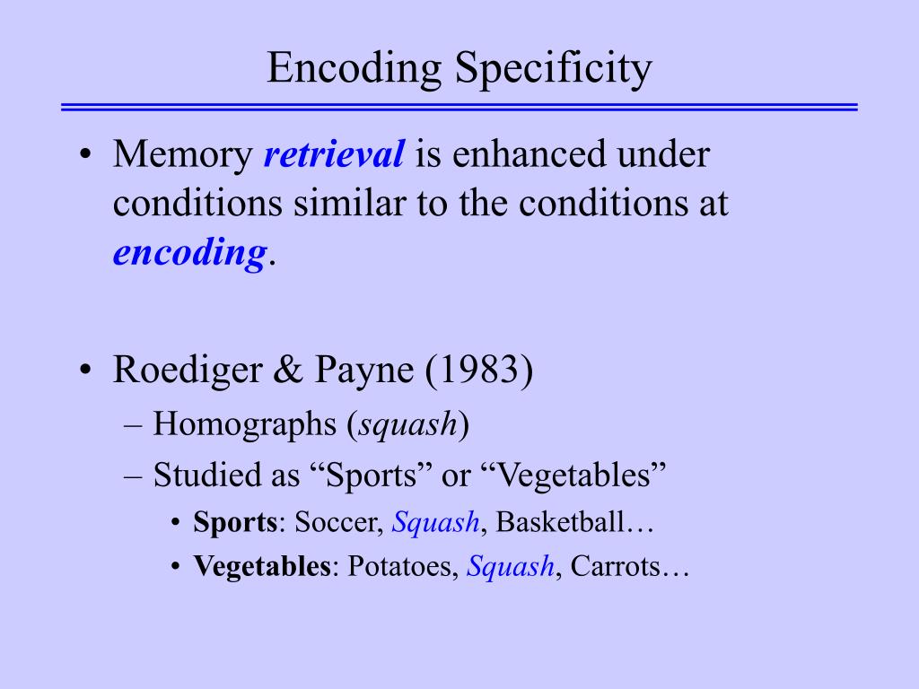Encoding Specificity