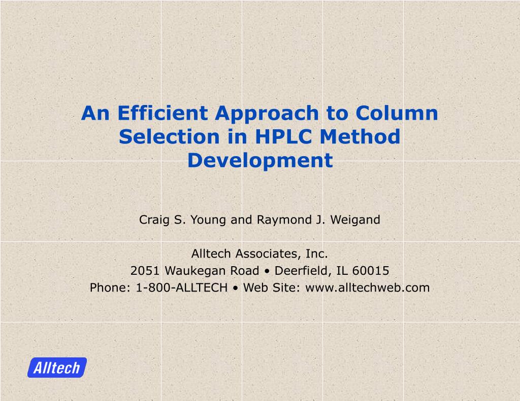 PPT An Efficient Approach to Column Selection in HPLC Method