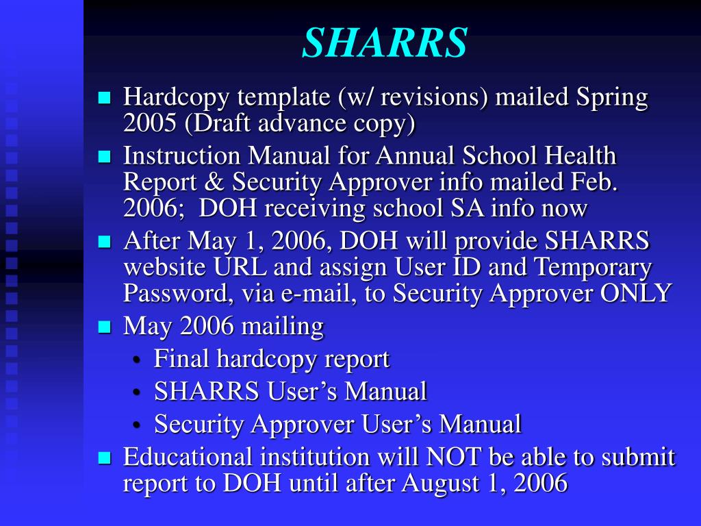 PPT WEBBASED REPORTING OF SCHOOL HEALTH SERVICES PowerPoint Presentation ID290482