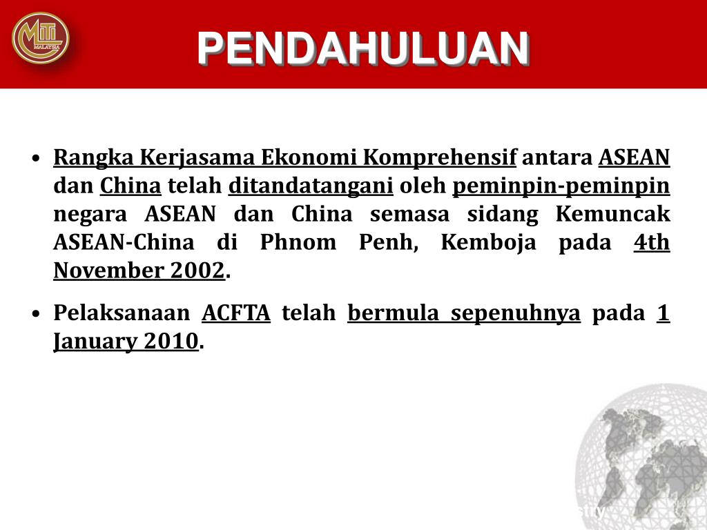 PPT Kawasan Perdagangan Bebas ASEANChina (ACFTA) PowerPoint