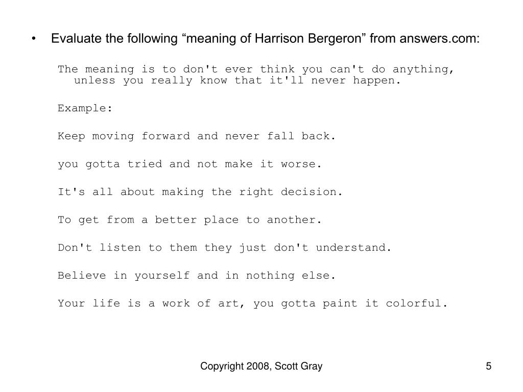 PPT Harrison Bergeron PowerPoint Presentation, free download ID296899