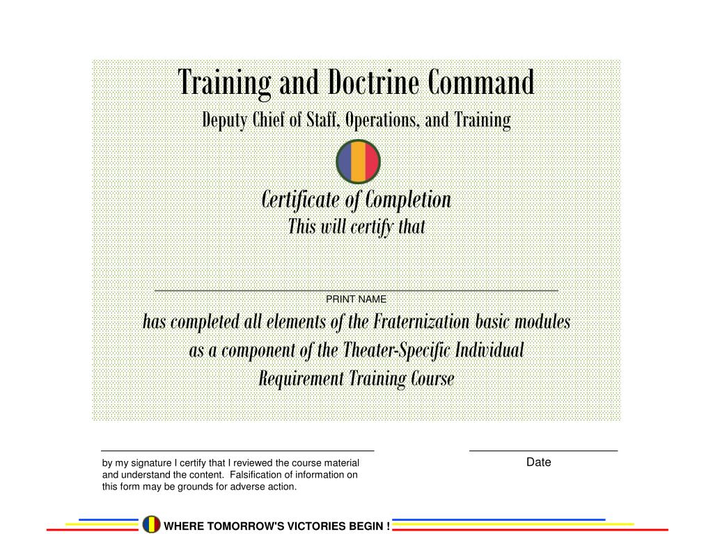 PPT Department of the Army Fraternization Policy PowerPoint