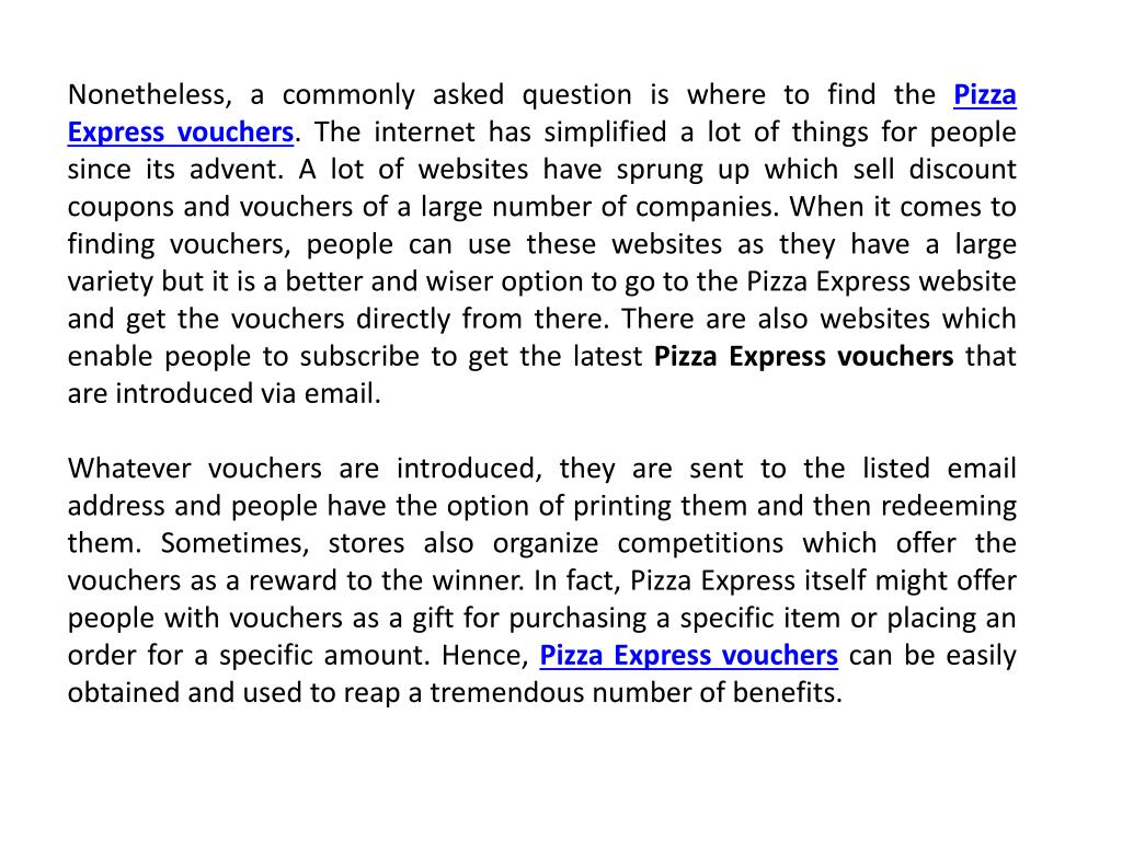PPT Pizza Express Vouchers An Ideal Way To Save! PowerPoint