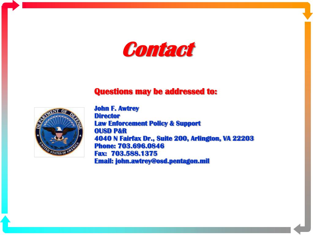 PPT DoD Law Enforcement Initiatives PowerPoint Presentation, free