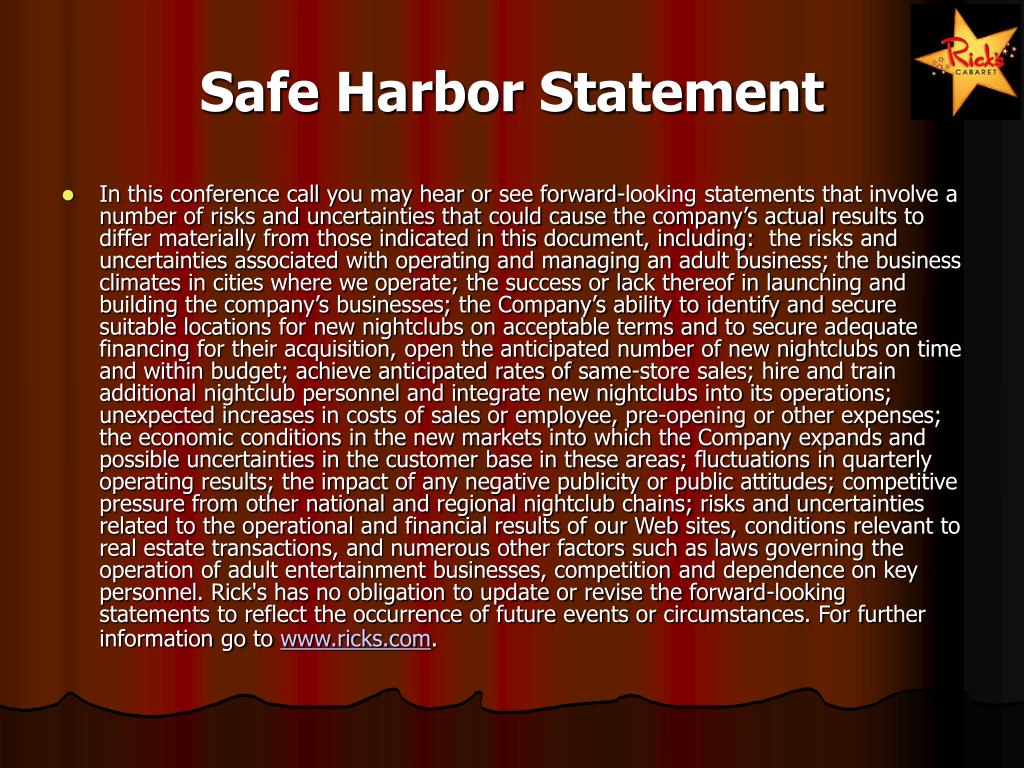 PPT Safe Harbor Statement PowerPoint Presentation, free download ID