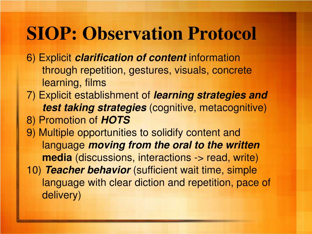 PPT The SIOP MODEL “Sheltered Instruction Observation Protocol