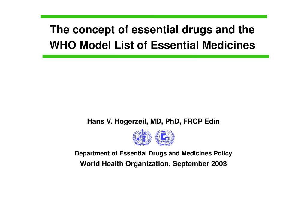 PPT The concept of essential drugs and the WHO Model List of